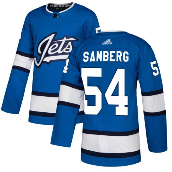Men's Winnipeg Jets #54 Dylan Samberg adidas Blue Alternate Jersey
